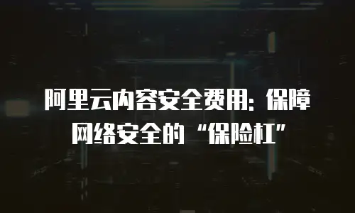 阿里云内容安全费用: 保障网络安全的“保险杠”