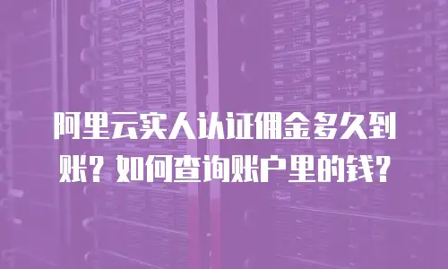阿里云实人认证佣金多久到账？如何查询账户里的钱？