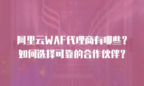 阿里云WAF代理商有哪些？如何选择可靠的合作伙伴？