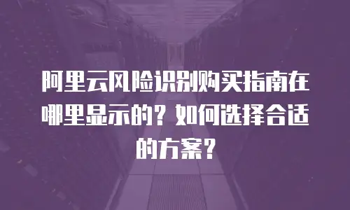 阿里云风险识别购买指南在哪里显示的？如何选择合适的方案？
