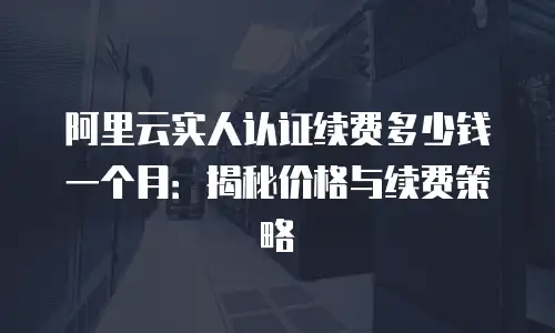 阿里云实人认证续费多少钱一个月：揭秘价格与续费策略