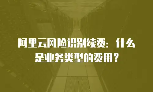 阿里云风险识别续费：什么是业务类型的费用？
