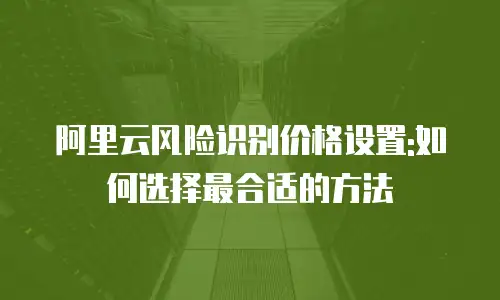 阿里云风险识别价格设置:如何选择最合适的方法