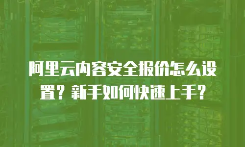 阿里云内容安全报价怎么设置？新手如何快速上手？
