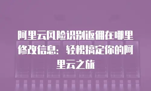 阿里云风险识别返佣在哪里修改信息：轻松搞定你的阿里云之旅
