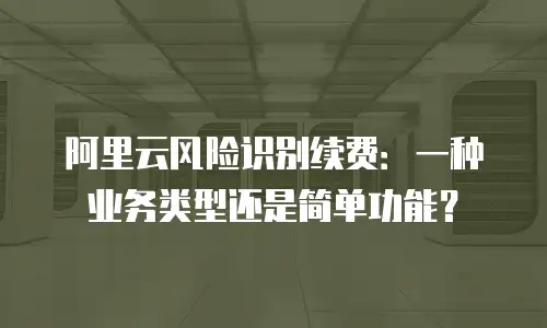 阿里云风险识别续费：一种业务类型还是简单功能？