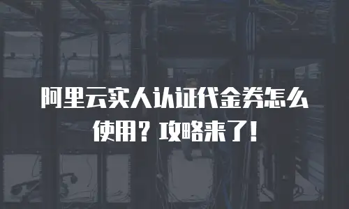 阿里云实人认证代金券怎么使用？攻略来了！