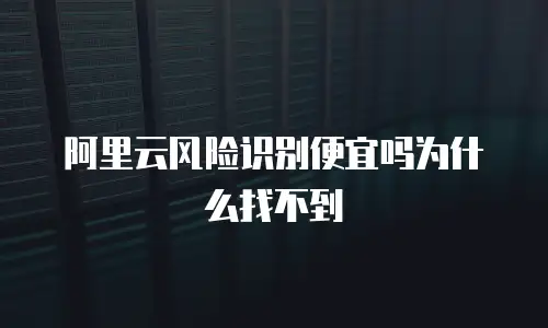 阿里云风险识别便宜吗为什么找不到