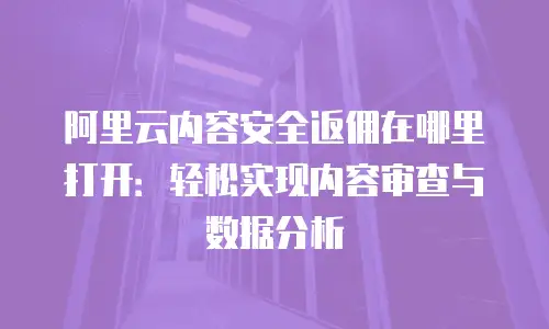 阿里云内容安全返佣在哪里打开：轻松实现内容审查与数据分析