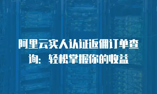 阿里云实人认证返佣订单查询：轻松掌握你的收益