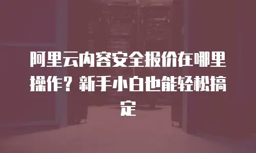 阿里云内容安全报价在哪里操作？新手小白也能轻松搞定