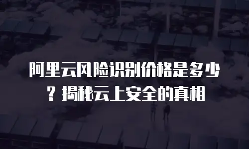 阿里云风险识别价格是多少？揭秘云上安全的真相