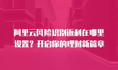 阿里云风险识别返利在哪里设置？开启你的理财新篇章