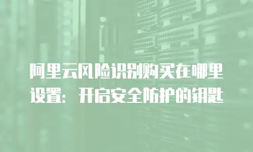 阿里云风险识别购买在哪里设置：开启安全防护的钥匙