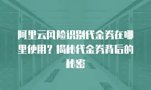 阿里云风险识别代金券在哪里使用？揭秘代金券背后的秘密
