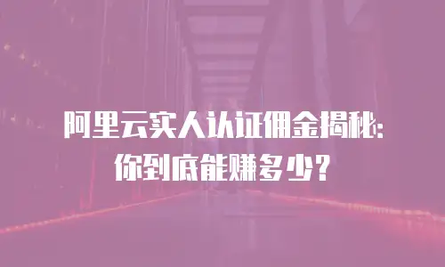 阿里云实人认证佣金揭秘：你到底能赚多少？