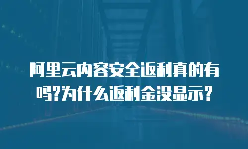 阿里云内容安全返利真的有吗?为什么返利金没显示?