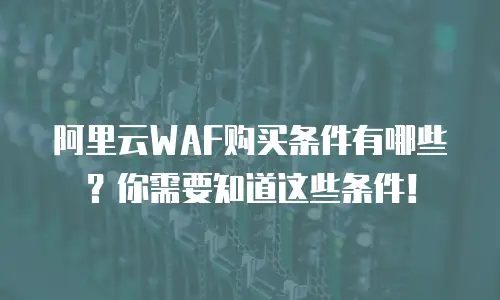 阿里云WAF购买条件有哪些？你需要知道这些条件！