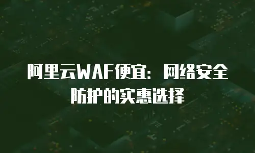 阿里云WAF便宜：网络安全防护的实惠选择