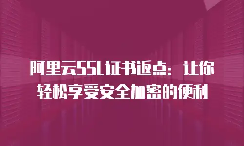 阿里云SSL证书返点：让你轻松享受安全加密的便利