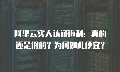 阿里云实人认证返利：真的还是假的？为何如此便宜？