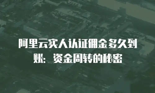 阿里云实人认证佣金多久到账：资金周转的秘密