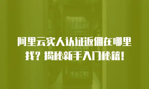 阿里云实人认证返佣在哪里找？揭秘新手入门秘籍！