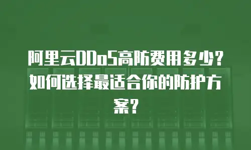 阿里云DDoS高防费用多少？如何选择最适合你的防护方案？
