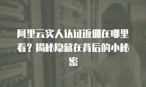 阿里云实人认证返佣在哪里看？揭秘隐藏在背后的小秘密