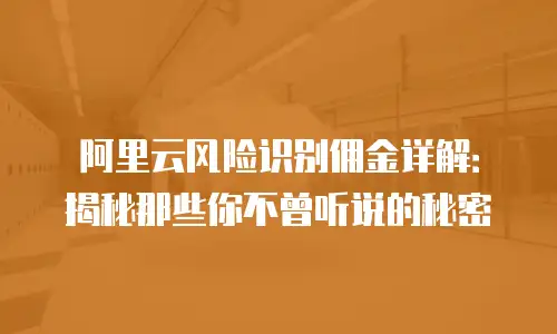 阿里云风险识别佣金详解：揭秘那些你不曾听说的秘密