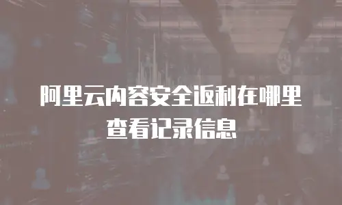 阿里云内容安全返利在哪里查看记录信息