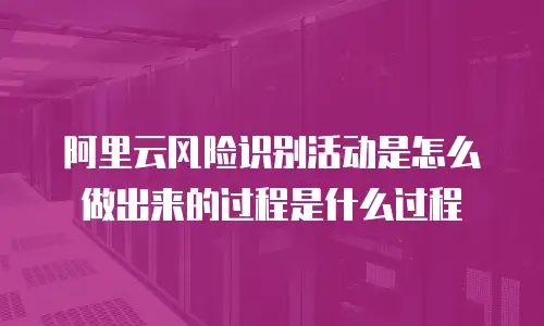 阿里云风险识别活动是怎么做出来的过程是什么过程