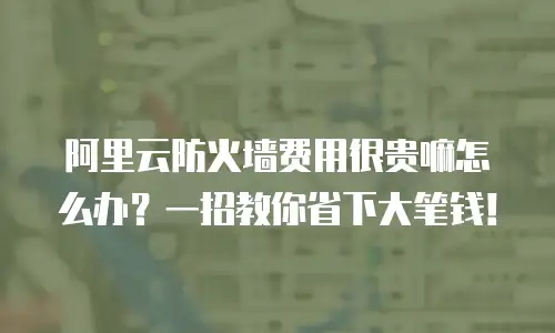 阿里云防火墙费用很贵嘛怎么办？一招教你省下大笔钱！