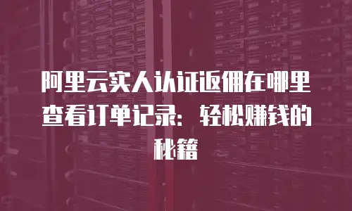 阿里云实人认证返佣在哪里查看订单记录：轻松赚钱的秘籍