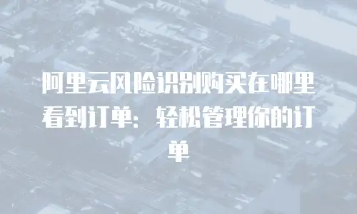 阿里云风险识别购买在哪里看到订单：轻松管理你的订单