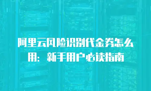 阿里云风险识别代金券怎么用：新手用户必读指南