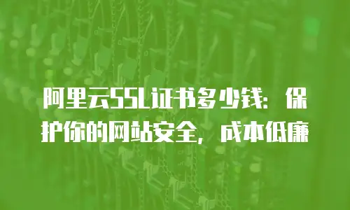阿里云SSL证书多少钱：保护你的网站安全，成本低廉