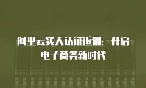 阿里云实人认证返佣：开启电子商务新时代