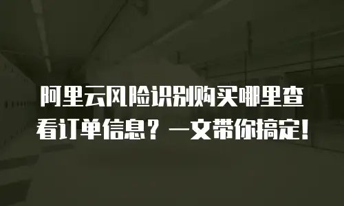 阿里云风险识别购买哪里查看订单信息？一文带你搞定！