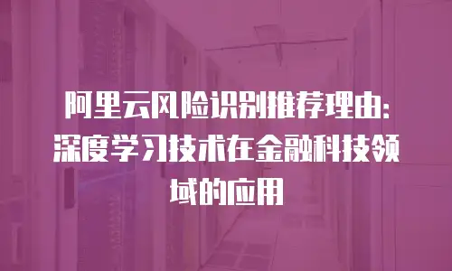 阿里云风险识别推荐理由：深度学习技术在金融科技领域的应用