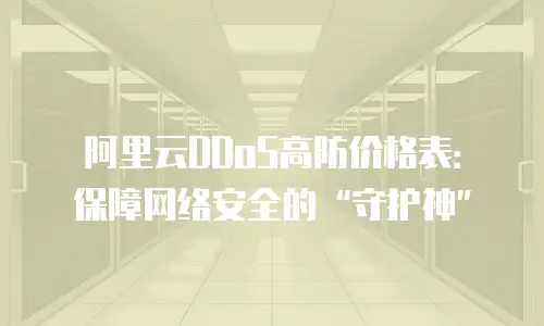 阿里云DDoS高防价格表：保障网络安全的“守护神”