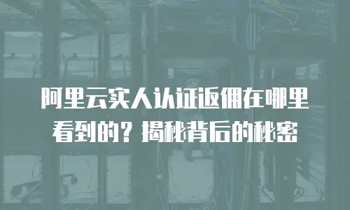阿里云实人认证返佣在哪里看到的？揭秘背后的秘密