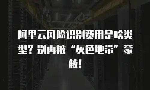 阿里云风险识别费用是啥类型？别再被“灰色地带”蒙蔽！