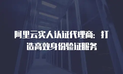 阿里云实人认证代理商：打造高效身份验证服务