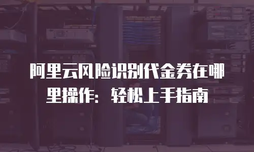 阿里云风险识别代金券在哪里操作：轻松上手指南