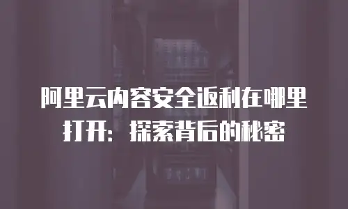 阿里云内容安全返利在哪里打开：探索背后的秘密