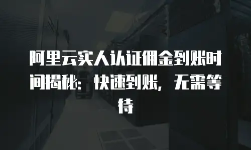阿里云实人认证佣金到账时间揭秘：快速到账，无需等待