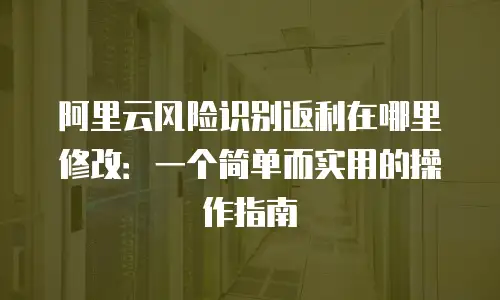 阿里云风险识别返利在哪里修改：一个简单而实用的操作指南
