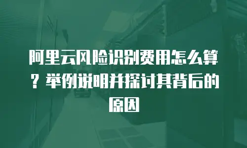阿里云风险识别费用怎么算？举例说明并探讨其背后的原因