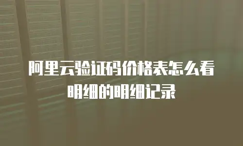 阿里云验证码价格表怎么看明细的明细记录